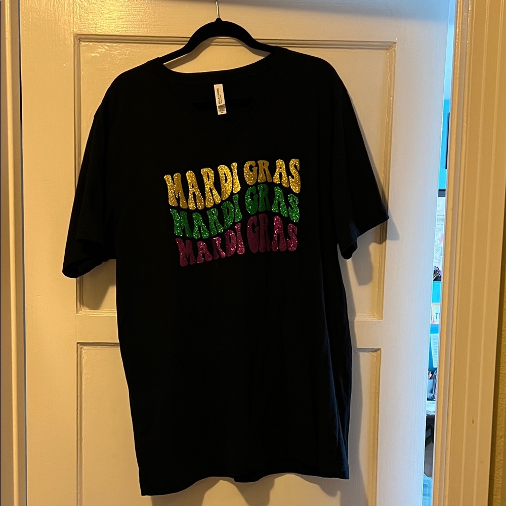 Mardi Gras glitter t shirt